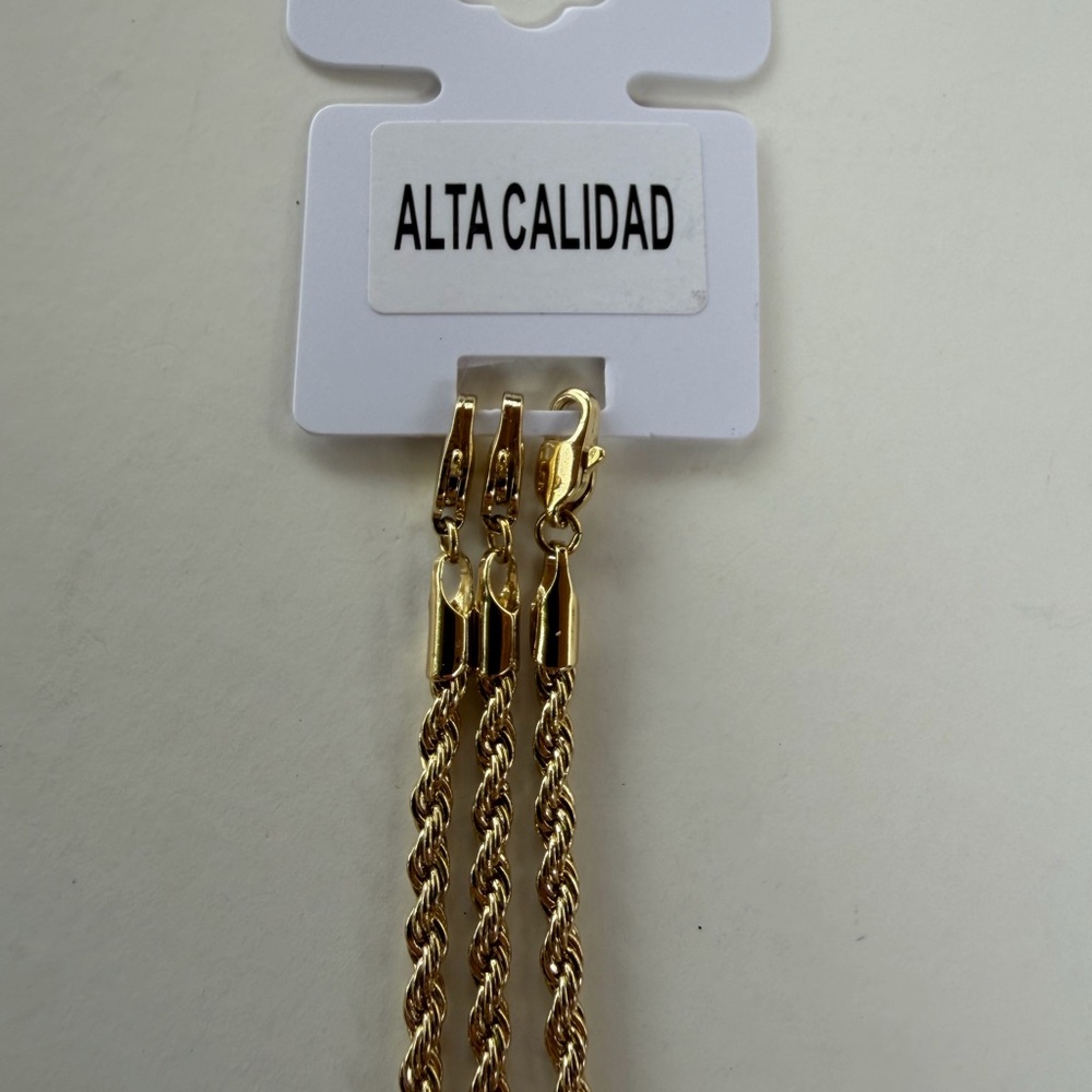 Gold Rope Chain Necklace. High-Quality 18K Gold Layered Link Bracelet